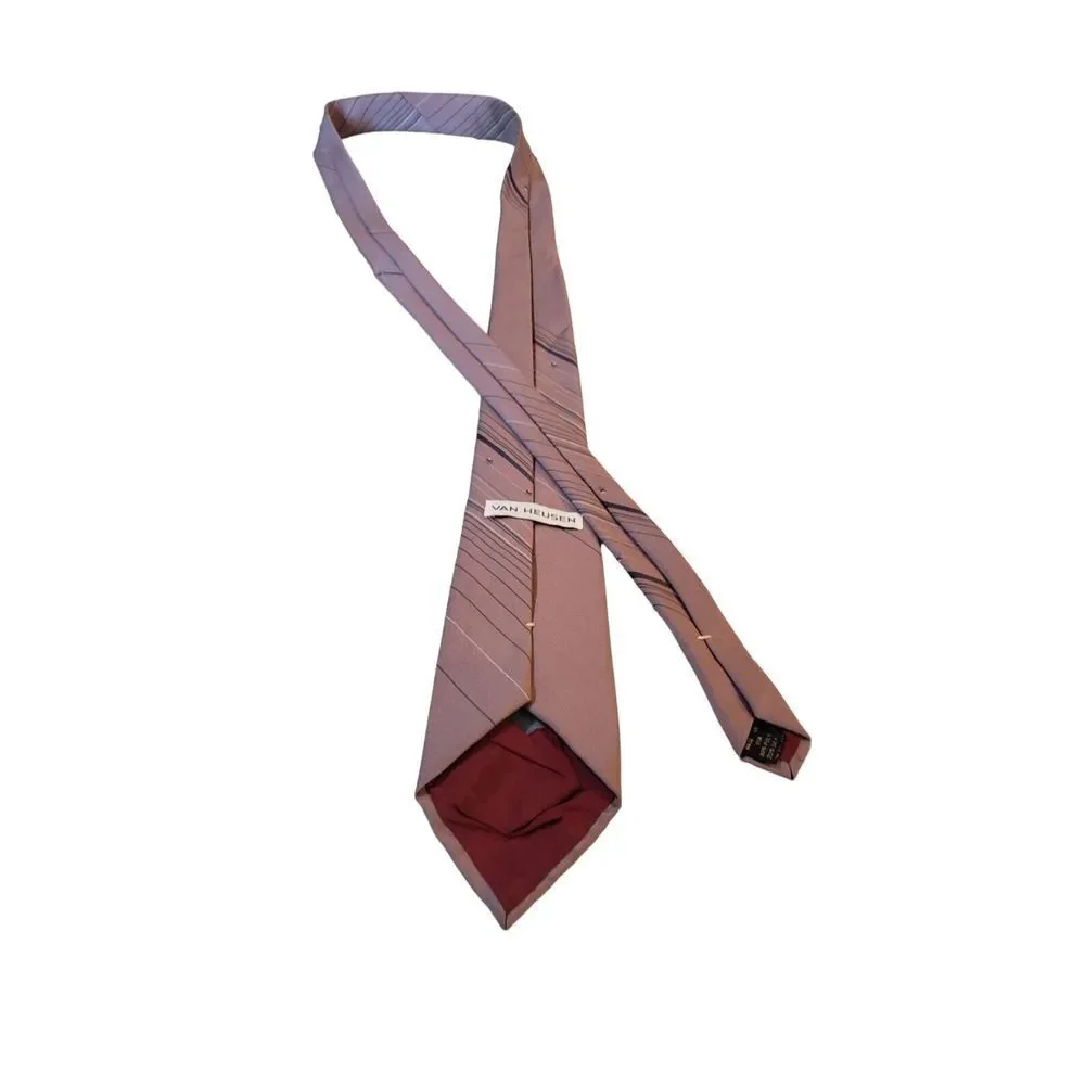 Vintage‎ Van Heusen Mens Neck Tie Rose Color with Stripes Poly/Silk